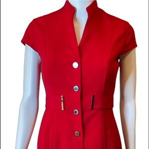 Calvin Klein- Short Sleeve Round Scuba Crepe Sheath Dress